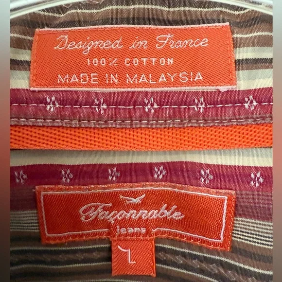 Faconnable Button Up Men’s Shirt. Vertical Striped Multicolor. Size Large - Picture 2 of 4